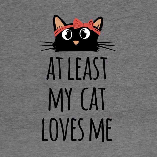 At least my cat loves me cute and funny black cat mom by Rishirt